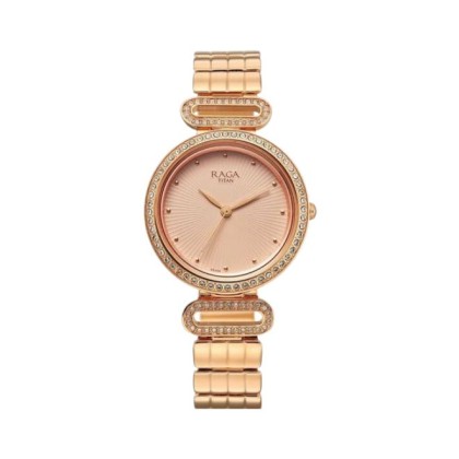 Titan Raga 2796WM01 Analog Rose Gold Metal Strap Women Watch